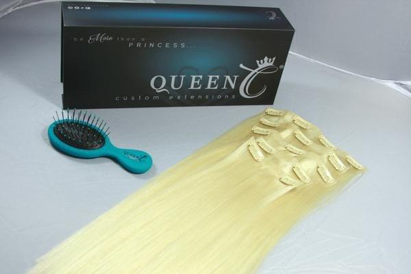 Queen C Hair AIRess Clip In Set Ash Blonde AIRess Collection Before & After - 16" 70 grams