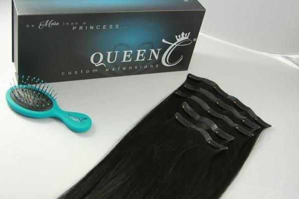 Queen C Hair AIRess Clip In Set Jet Black AIRess Collection Before & After - 16" 70 grams