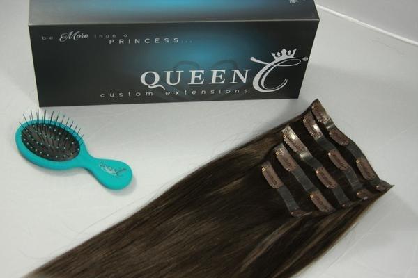 Queen C Hair AIRess Clip In Set Mocha Dark Brown AIRess Collection Before & After - 16" 70 grams