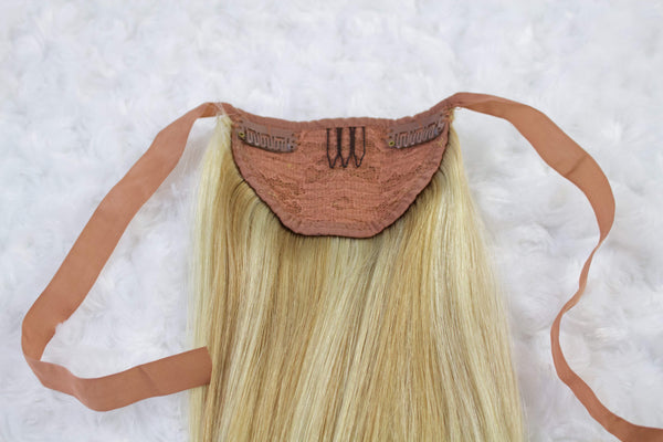Queen C Hair AIRess Clip & Tie Ponytail 16" - 50 gr / Highlight Lowlight (Beach Blonde/Dirty Blonde) AIRess Clip & Tie Ponytail - Highlight Lowlight