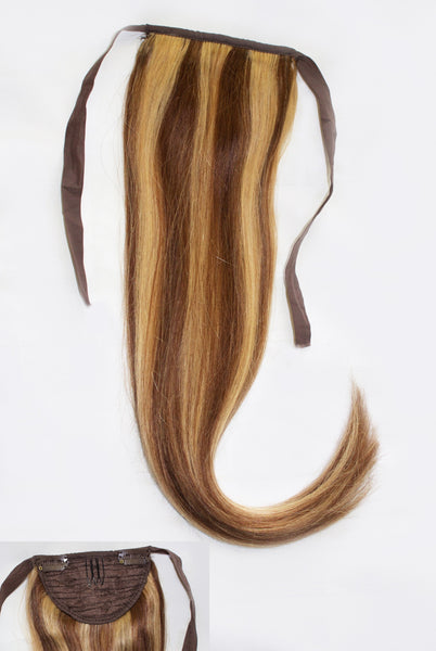 Queen C Hair AIRess Clip & Tie Ponytail 16" - 50 grams / Chocolate Caramel AIRess Clip & Tie Ponytail - Chocolate Caramel