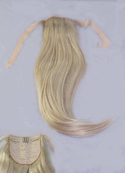 Queen C Hair Clip & Tie Ponytail 16" - 80g / Ash Blonde / 79.99 Clip & Tie Ponytail - Ash Blonde