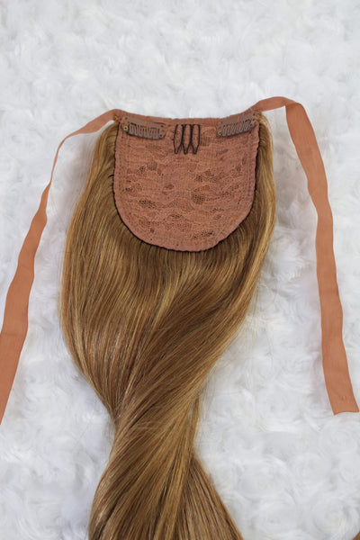 Queen C Hair Clip & Tie Ponytail 16" - 80g / Strawberry Copper Clip & Tie Ponytail - Strawberry Copper