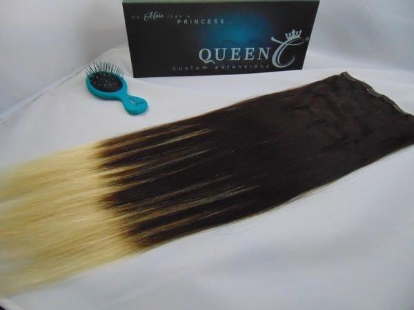 Queen C Hair Crown Jewels Collection Dark Brown/Soft Blonde Crown Jewels Collection Before & After - 18"  140 grams
