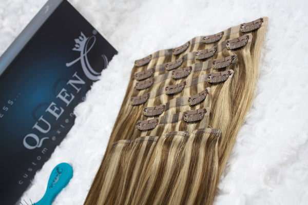 Queen C Hair Seamless Clip-In Extensions 20" - 160g / Chocolate Caramel / QCSL20160418 Seamless - Chocolate Caramel