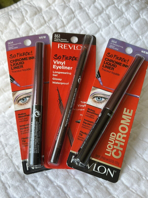 TWO - REVLON CHROME LIQUID ULTRA VIOLET & ONE - VINYL MIGHTY MOCHA EYELINER