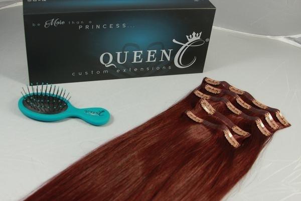 Queen C Hair AIRess Clip In Set Cherry Red AIRess Collection Before & After - 16" 70 grams