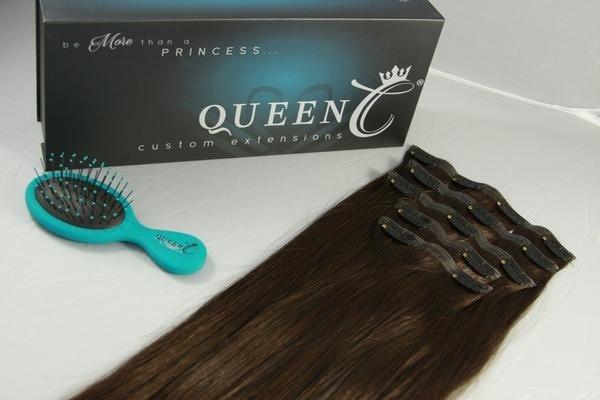 Queen C Hair AIRess Clip In Set Dark Brown AIRess Collection Before & After - 16" 70 grams