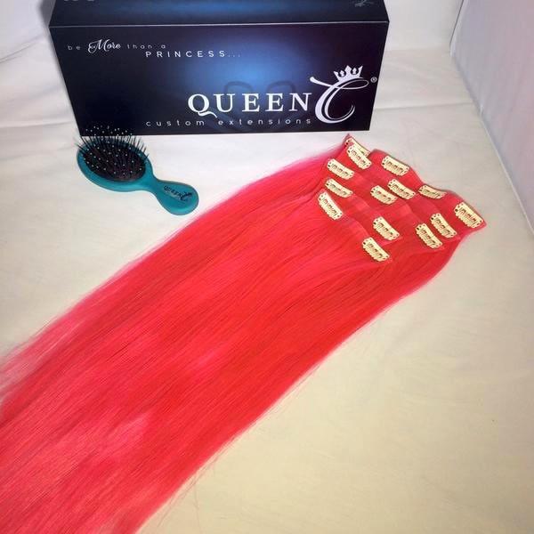 Queen C Hair AIRess Clip In Set Hot Pink AIRess Collection Before & After - 16" 70 grams
