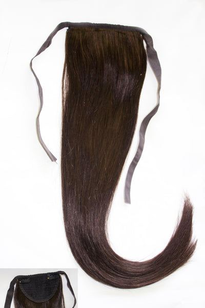 Queen C Hair AIRess Clip & Tie Ponytail 16" - 50 grams / Mocha Dark Brown AIRess Clip & Tie Ponytail - Mocha Dark Brown