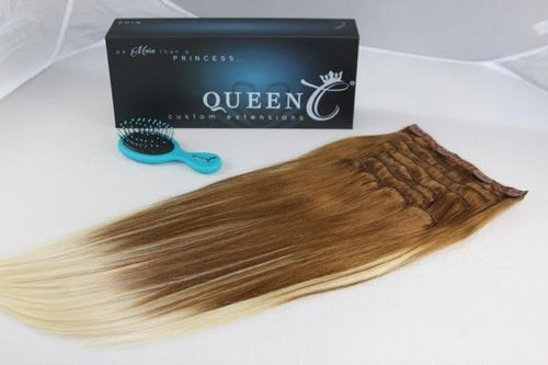 Queen C Hair Balayage Clip-In Set 18" - 140g / Ash Brown/ Ash Blonde Balayage - Ash Brown/Ash Blonde