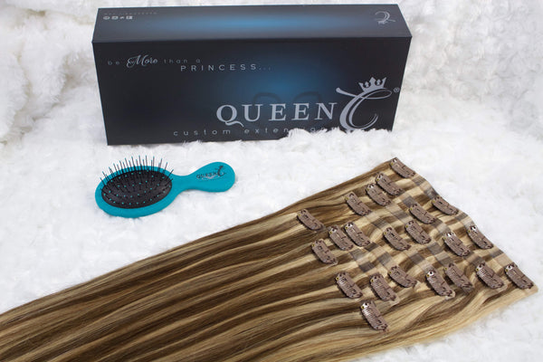 Queen C Hair Seamless Clip-In Extensions 20" - 160g / Chocolate Caramel / QCSL20160418 Seamless - Chocolate Caramel